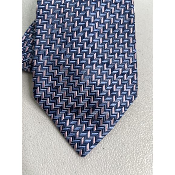 Altea Milano Blue, Pink Herringbone Pattern Tie NWOT - Picture 2 of 6